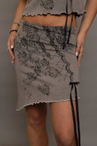 Daisy Street Asymmetrical Skirt with Print & Bow Detail Mini Skirt by Daisy Street as seen on celebrities