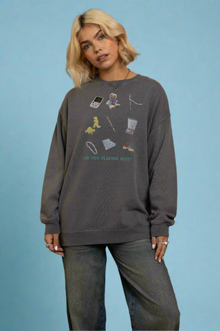 Shop Daisy Street Playing Out Oversized Sweatshirt Online