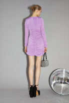 Glamorous Lilac-Orchid Rose-Applique Ruched Mini-Dress Evening Dress by Glamorous as seen on celebrities