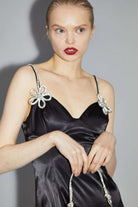 Glamorous Black Rhinestone-Flower Corset Mini-Dress Evening Dress by Glamorous as seen on celebrities