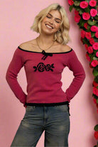 Daisy Street Off The Shoulder Pointelle Knit Top T-Shirts by Daisy Street as seen on celebrities