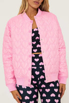 Beach Riot Flight Jacket Prism Pink Heart Jacket by Beach Riot as seen on celebrities