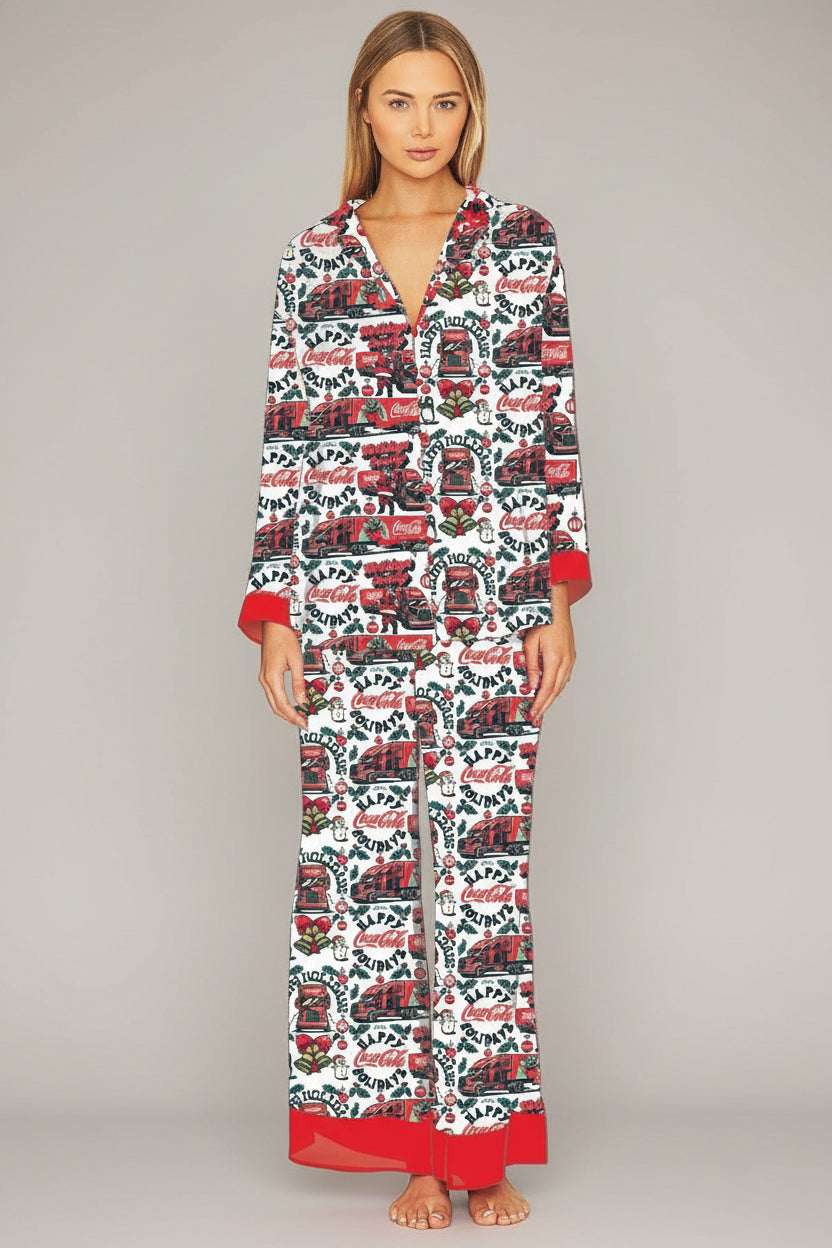 The Laundry Room Happy Coca-Cola Holidays Silky PJ Set