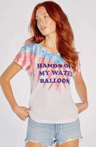 Shop Wildfox Wildfox Hands Off My Water Balloons No9 Tee T-Shirt for women – premium loungewear and festival fashion at Spoiled Brat