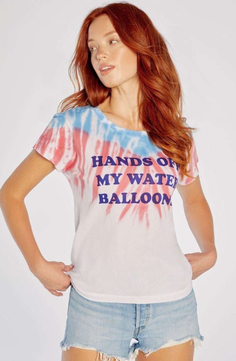 Shop Wildfox Wildfox Hands Off My Water Balloons No9 Tee T-Shirt for women – premium loungewear and festival fashion at Spoiled Brat