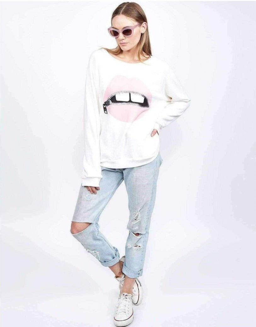 Shop Lauren Moshi Lauren Moshi Noleta Zipper Mouth Sweatshirt online at Spoiled Brat