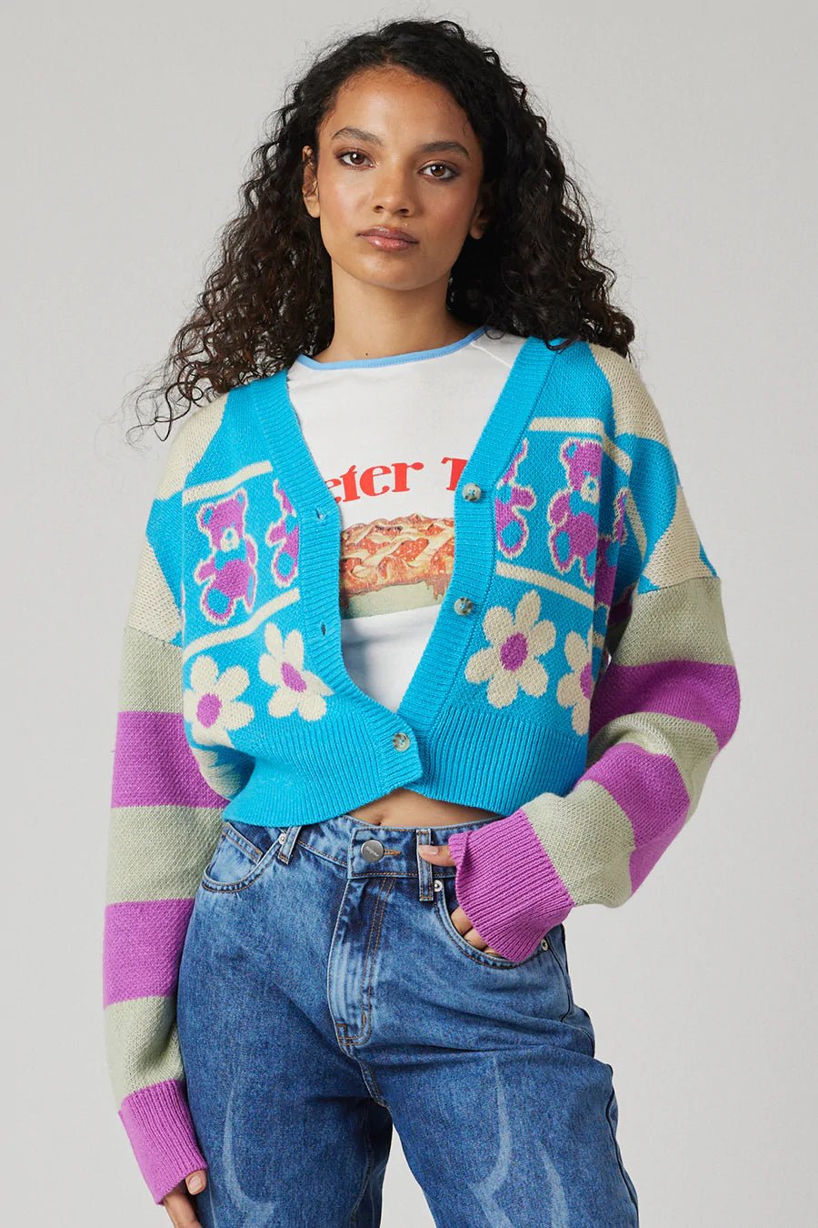 Shop New Girl Order Teddy Bears Picnic Cardigan - Premium Cardigan from New Girl Order Online now at Spoiled Brat 