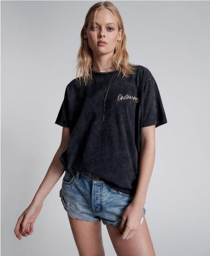 Shop One Teaspoon Embroidered Unisex Logo Tee - Premium T-Shirt from One Teaspoon Online now at Spoiled Brat 