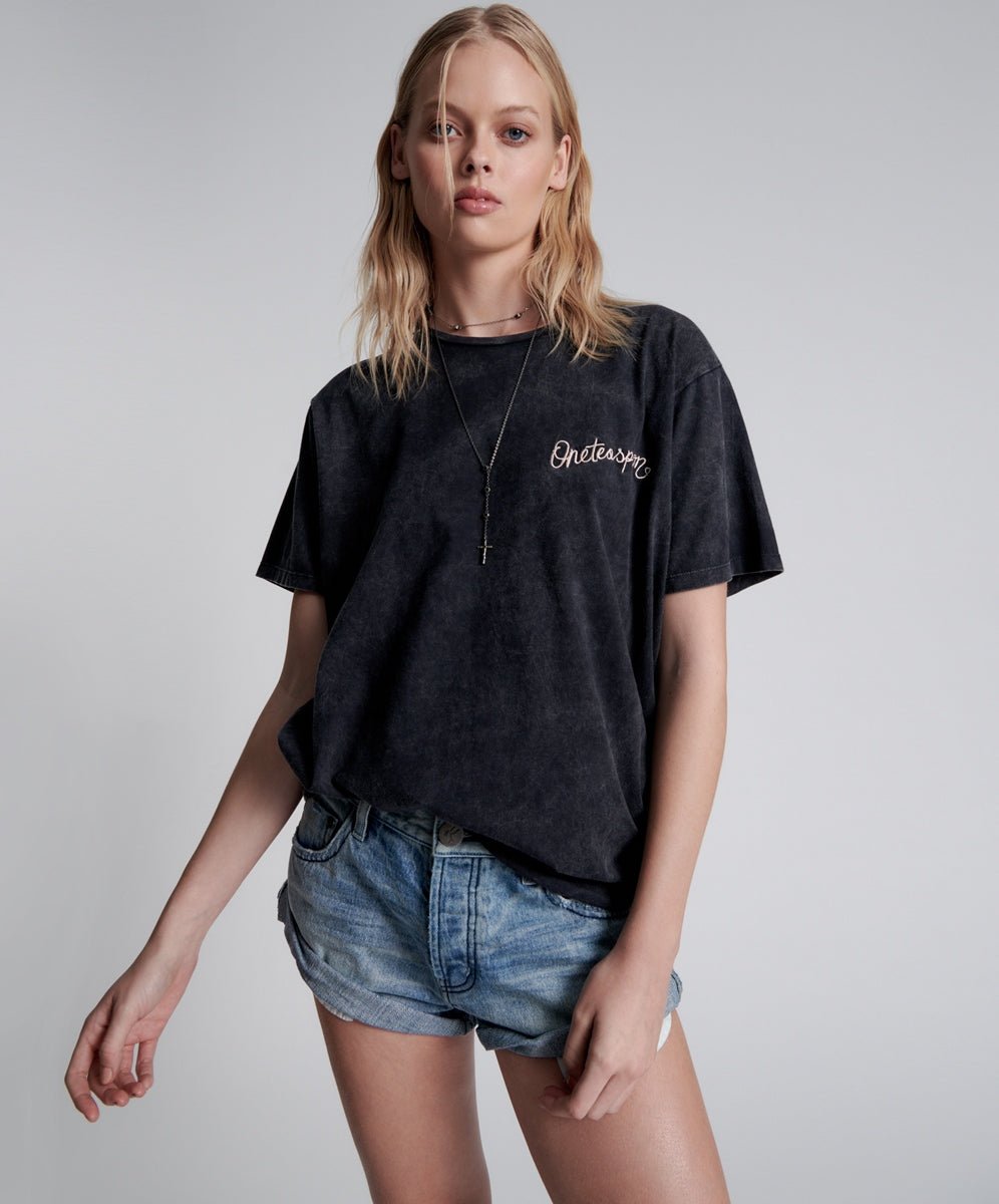 Shop One Teaspoon Embroidered Unisex Logo Tee - Premium T-Shirt from One Teaspoon Online now at Spoiled Brat 