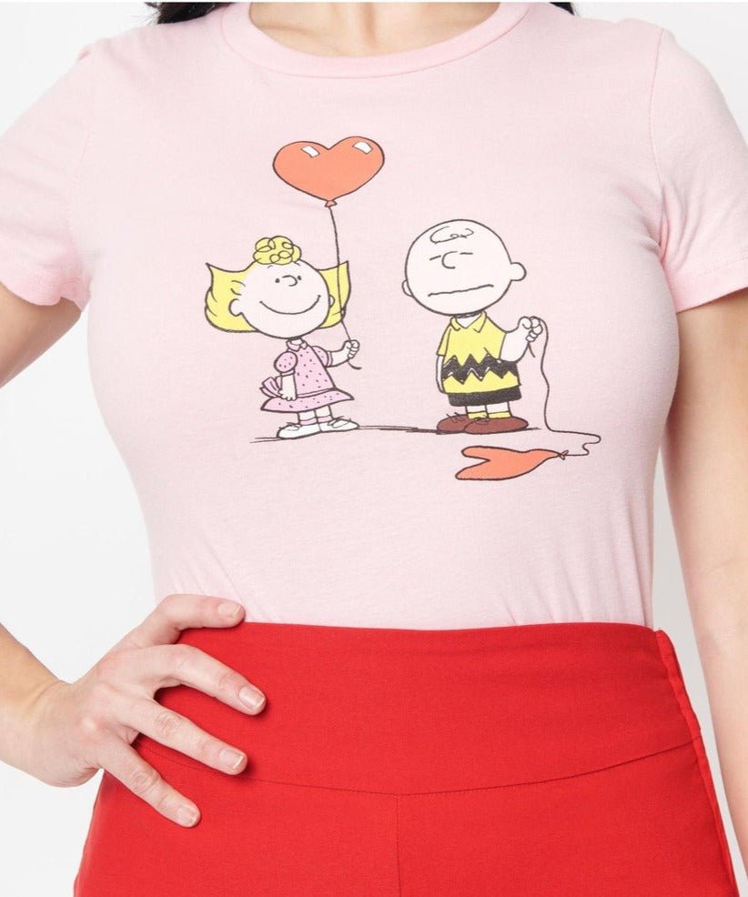 Shop Peanuts x Unique Vintage Heart Balloons Womens Graphic Tee - Premium T-Shirt from Unique Vintage Online now at Spoiled Brat 