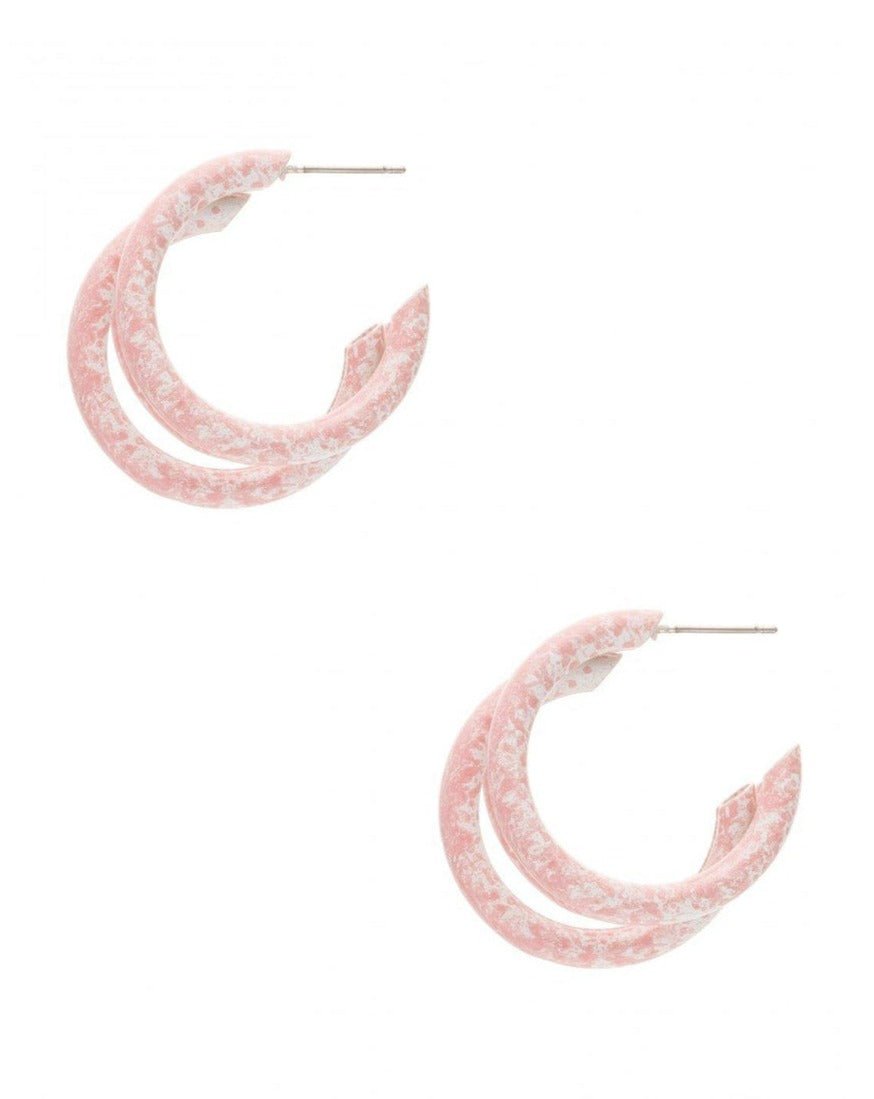 Shop Sofia Richie x 8 Other Reasons Pink Speck Hoop Earrings - Premium Earrings from 8 Other Reasons Online now at Spoiled Brat 