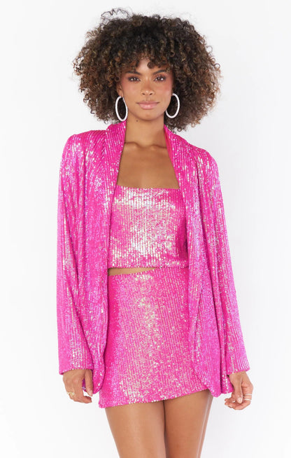 Shop Show Me Your Mumu All Night Skort in Pink Disco Sequin - Premium Skirts from Show Me Your Mumu Online now at Spoiled Brat 