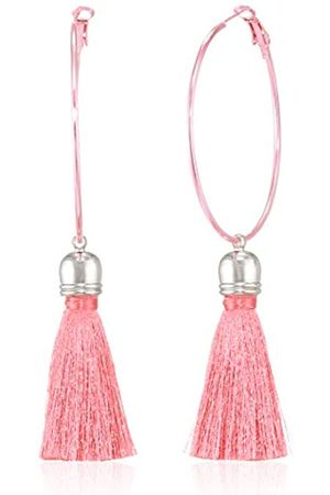 Suzywan DELUXE Fuchsia Tassel Hoop Earrings Earrings by Suzywan DELUXE as seen on celebrities