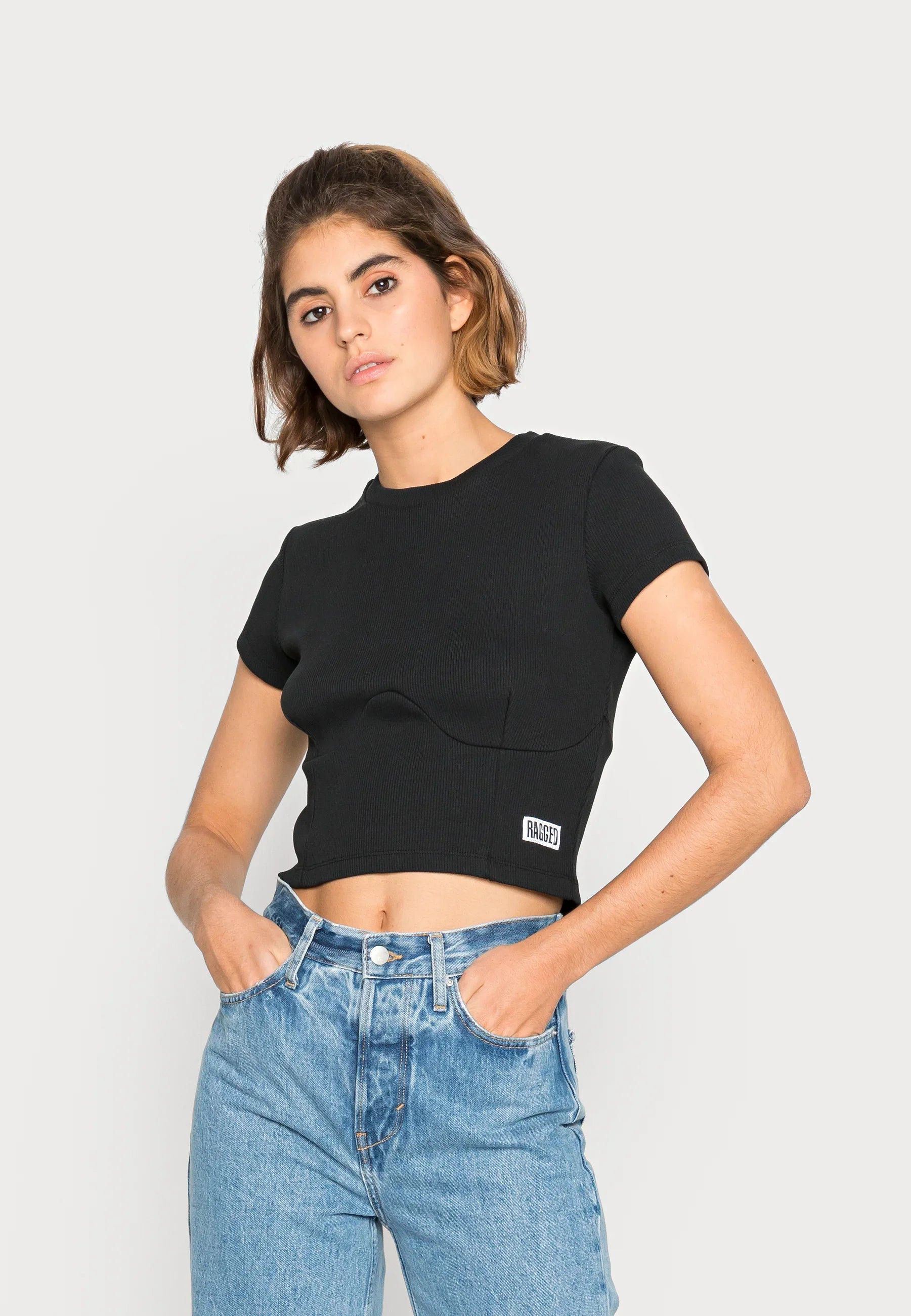 Shop The Ragged Priest Black Reboot Ribbed Top - Premium Top from The Ragged Priest Online now at Spoiled Brat 