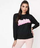 Shop Unique Vintage Barbie x Unique Vintage Black Barbie Logo Sweater Sweatshirt for women – premium loungewear and festival fashion at Spoiled Brat