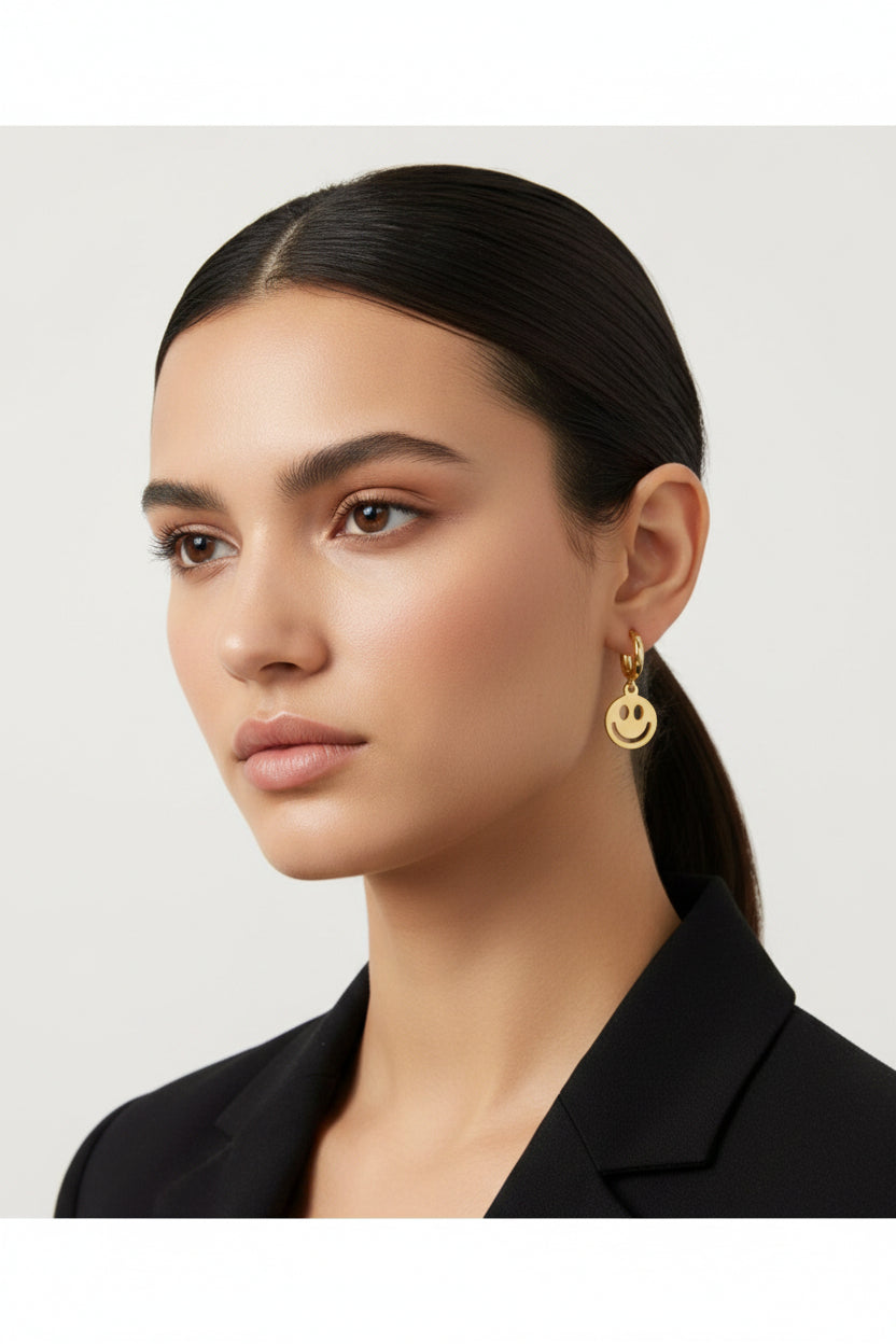 Shop Bracha Bracha Smiley Huggies Gold Hoop Earrings Earrings for women – premium loungewear and festival fashion at Spoiled Brat