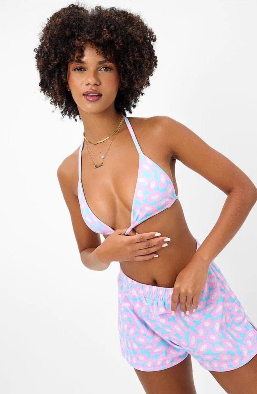 Shop Frankies Bikinis Frankies Bikinis Coco Terry Shorts in Daisy Dream Shorts for women – premium loungewear and festival fashion at Spoiled Brat