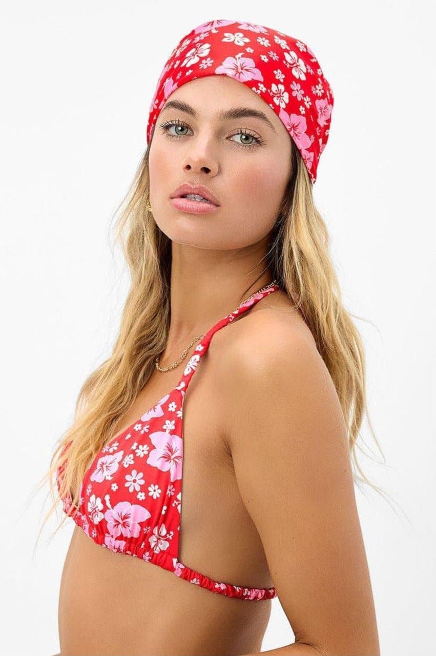 Shop Frankies Bikinis Frankies Bikinis Heidi Satin Floral Head Scarf in Coconut Girl Print Scarf for women – premium loungewear and festival fashion at Spoiled Brat