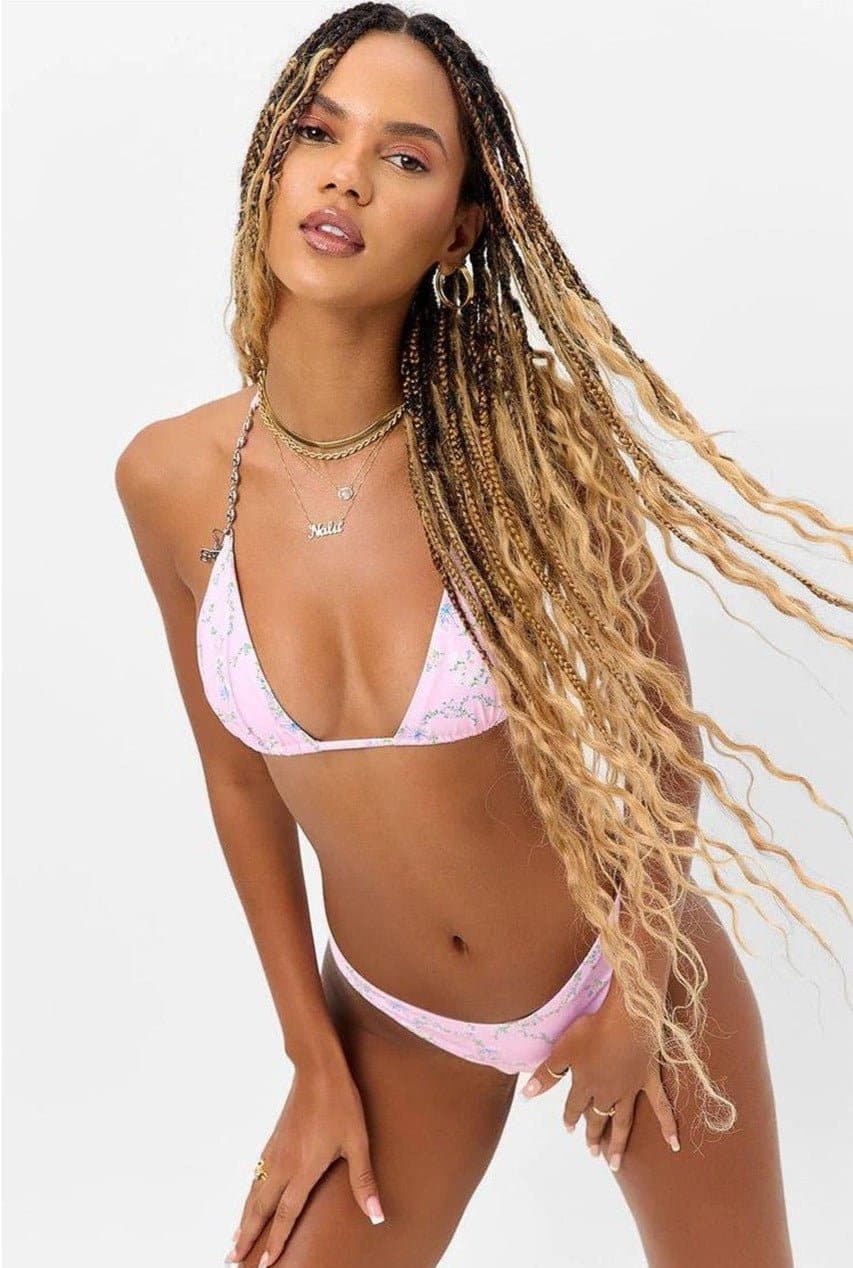 Frankies Bikinis Tia Floral Chain Bikini Top as seen on Maude Apatow *Euphoria* by Frankies Bikinis – Bikini Top – S | Spoiled Brat UK