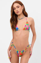 Shop Frankies Bikinis Frankies Bikinis Tia Floral String Bikini Bottom in Neon Surfer Bikini Bottoms for women – premium loungewear and festival fashion at Spoiled Brat