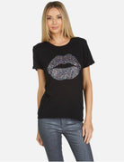 Shop Lauren Moshi Lauren Moshi Edda Crystal Sprinkle Lip T-Shirt T-Shirt for women – premium loungewear and festival fashion at Spoiled Brat