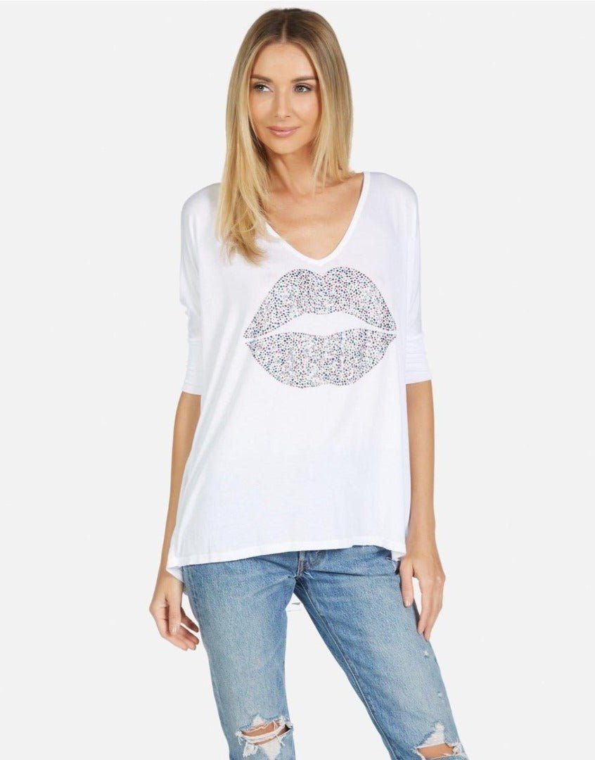 Shop Lauren Moshi Lauren Moshi Eva Sprinkle Lip T-Shirt T-Shirt for women – premium loungewear and festival fashion at Spoiled Brat