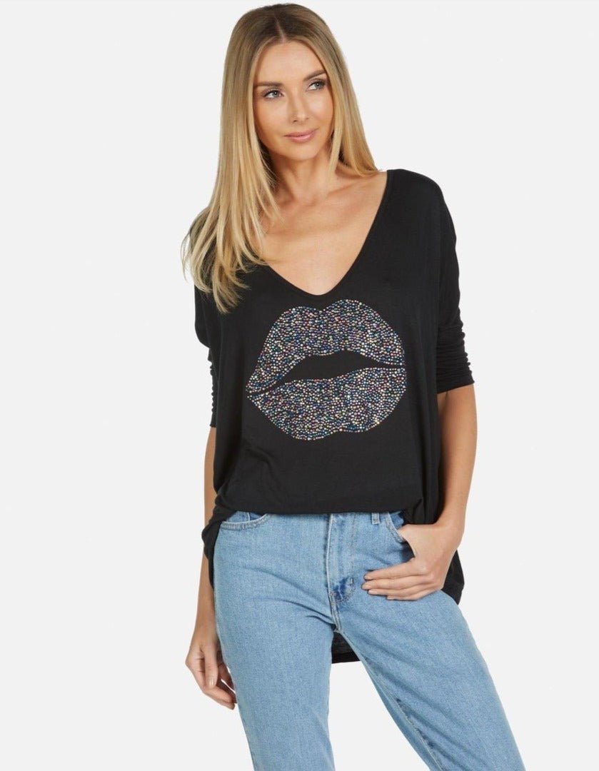 Shop Lauren Moshi Lauren Moshi Eva Sprinkle Lip T-Shirt T-Shirt for women – premium loungewear and festival fashion at Spoiled Brat