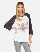 Shop Lauren Moshi Lauren Moshi Kenya ZZ Top Eliminator Baseball Tee Baseball T-Shirt for women – premium loungewear and festival fashion at Spoiled Brat