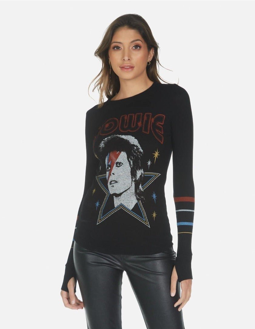 Shop Lauren Moshi Lauren Moshi McKinley Bowie 1973 Tour Top Long Sleeved Top for women – premium loungewear and festival fashion at Spoiled Brat