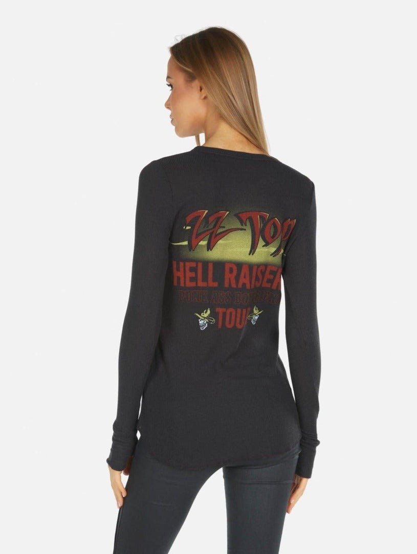 Shop Lauren Moshi Lauren Moshi McKinley McKinley ZZ Top Thermal Top as seen on Avril Lavigne Long Sleeved Top for women – premium loungewear and festival fashion at Spoiled Brat