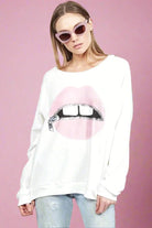 Shop Lauren Moshi Lauren Moshi Noleta Zipper Mouth Sweatshirt Sweater for women – premium loungewear and festival fashion at Spoiled Brat