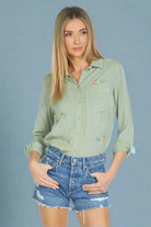 Shop Lauren Moshi Lauren Moshi Sloane Sloane Hippie Girl Denim Shirt Denim Shirt for women – premium loungewear and festival fashion at Spoiled Brat