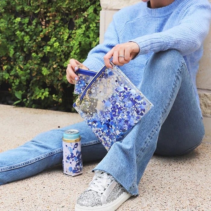 Shop Packed Party Packed Party Spirit Squad True Blue Confetti Everything Pouch Clutch Bag for women – premium loungewear and festival fashion at Spoiled Brat