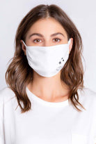 Shop PJ Salvage PJ Salvage Ivory Face Mask with Stars & Hearts Face Mask for women – premium loungewear and festival fashion at Spoiled Brat