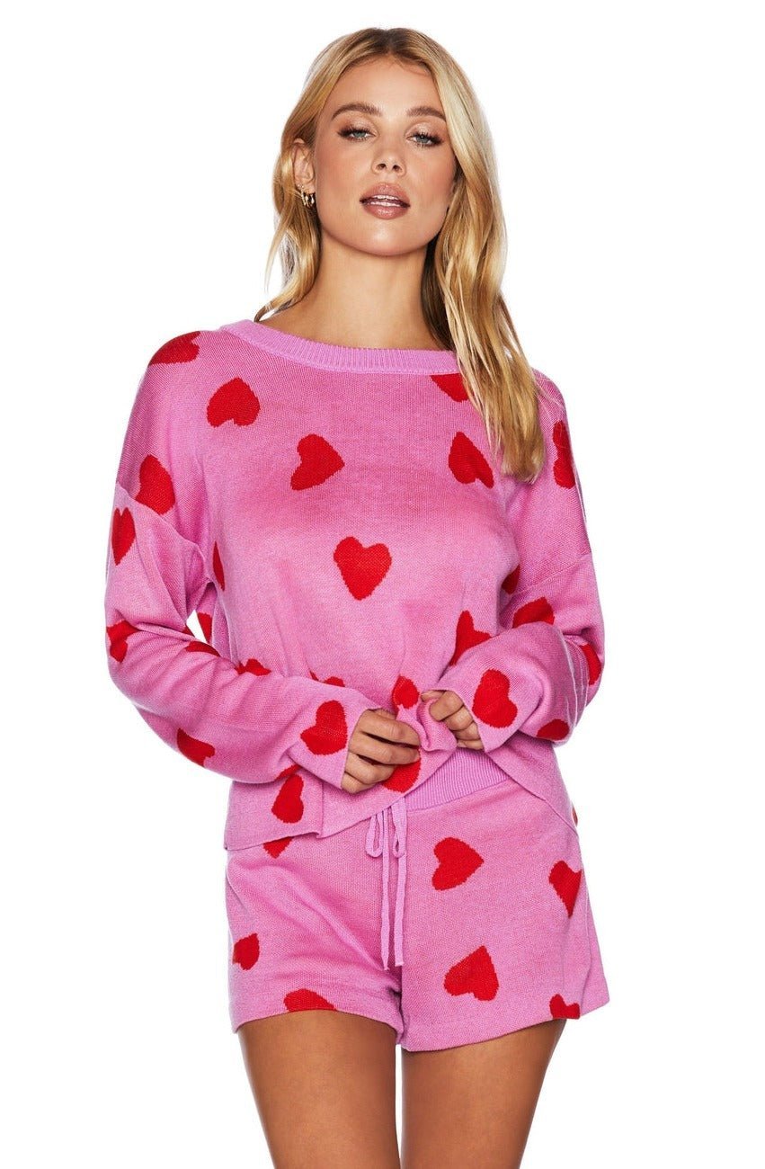 Shop Beach Riot Beach Sweater Valentine Heart - Premium Sweatshirt from Beach Riot Online now at Spoiled Brat 