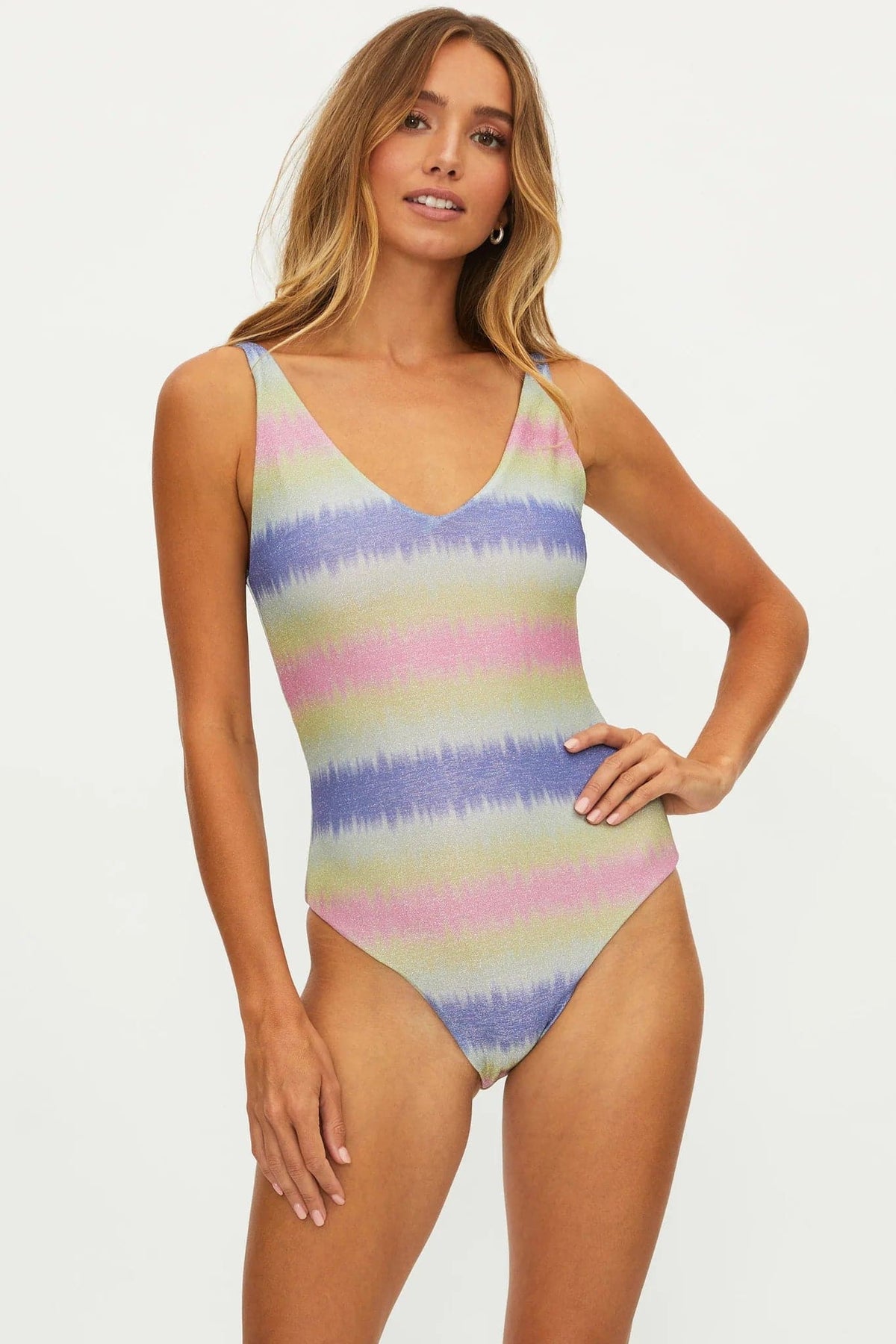 Shop Beach Riot Beach Riot Reese One Piece Cotton Candy Ombre Shine Swimsuit online at Spoiled Brat