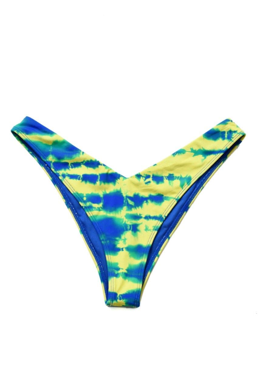 Bitching & Junkfood ZENDAYA Bikini Bottom Blue & Yellow Tie Dye by Bitching & Junkfood – Bikini Bottoms – XS | Spoiled Brat UK