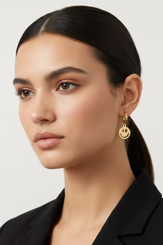 Shop Bracha Bracha Smiley Huggies Gold Hoop Earrings Earrings for women – premium loungewear and festival fashion at Spoiled Brat