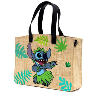 Shop Buckle Down Lilo and Stitch Raffia Straw Embroidered Tote Bag - Premium Tote Bag from Buckle Down Products Online now at Spoiled Brat 