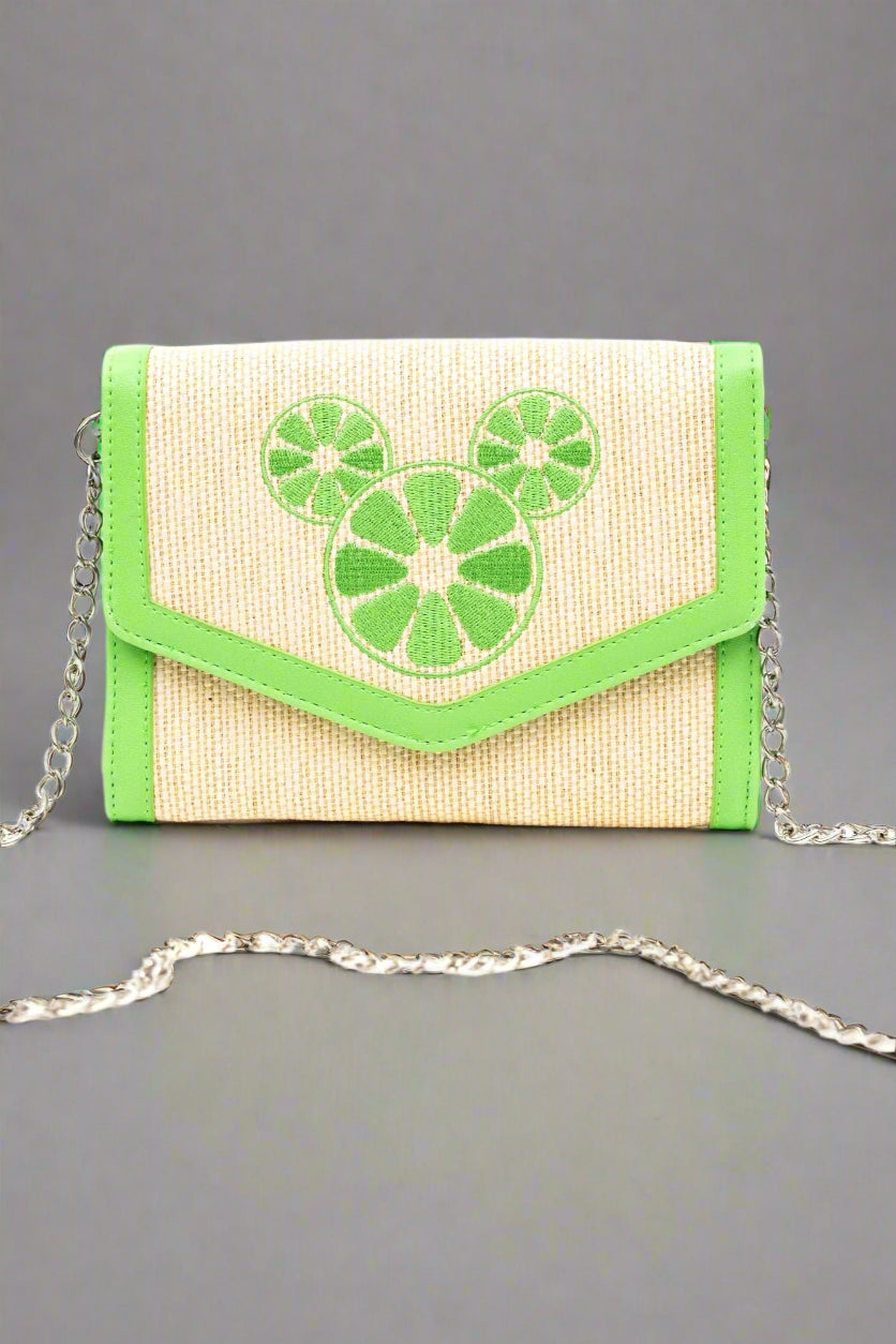 Shop Buckle Down Products Buckle Down Mickey Mouse Lime Raffia Cross Body Bag online at Spoiled Brat