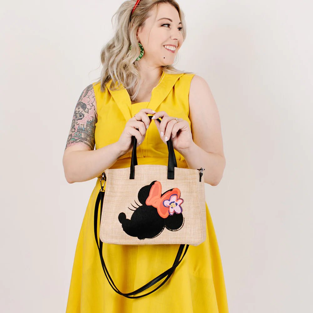 Shop Buckle Down Minnie Mouse Raffia Straw Embroidered Tote Bag - Premium Tote Bag from Buckle Down Products Online now at Spoiled Brat 
