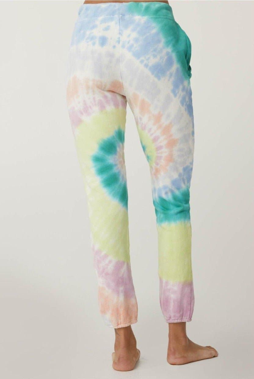 Shop Daydreamer LA Daydreamer LA La Eye Jogger In Prismatic Tie Dye as seen on Vanessa Hudgens online at Spoiled Brat