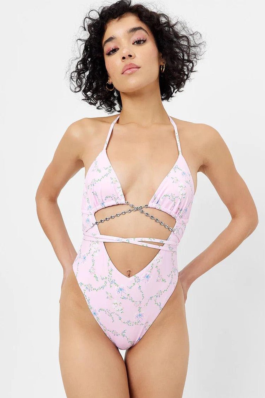 Shop Frankies Bikinis Gemma Floral Wrap One Piece Swimsuit - Premium Swimsuit from Frankies Bikinis Online now at Spoiled Brat 