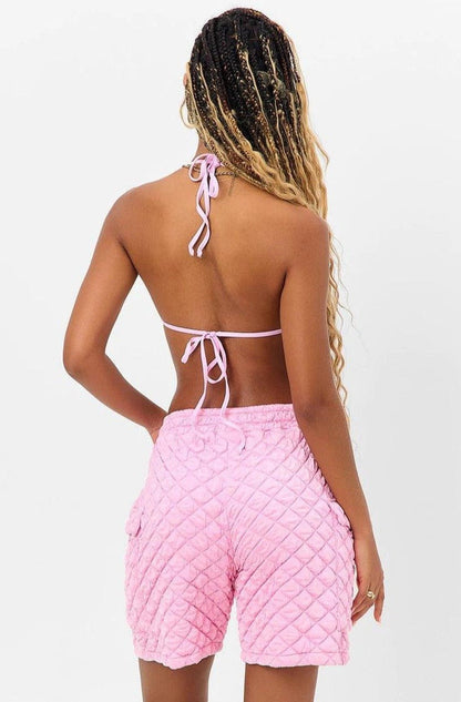Shop Frankies Bikinis Harvey Baby Pink Shorts - Premium Bikini Bottoms from Frankies Bikinis Online now at Spoiled Brat 