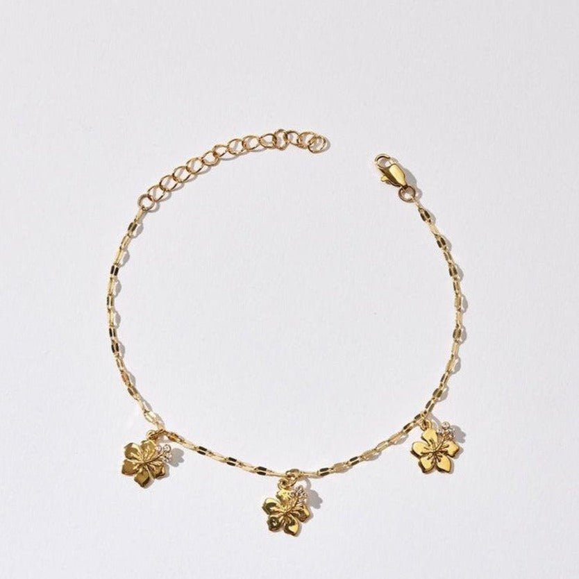 Shop Frankies Bikinis Hibiscus Chain Anklet - Premium Anklet from Frankies Bikinis Online now at Spoiled Brat 