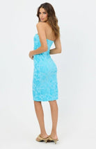 Shop Frankies Bikinis Frankies Bikinis Hope Strapless Terry Dress in Blue Isle Midi Dress for women – premium loungewear and festival fashion at Spoiled Brat