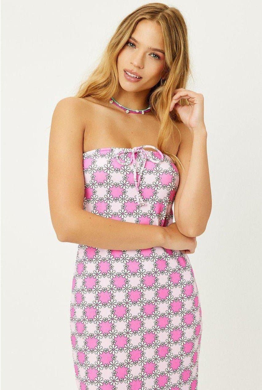 Shop Frankies Bikinis Frankies Bikinis Hope Strapless Terry Dress in Pink Daisy online at Spoiled Brat