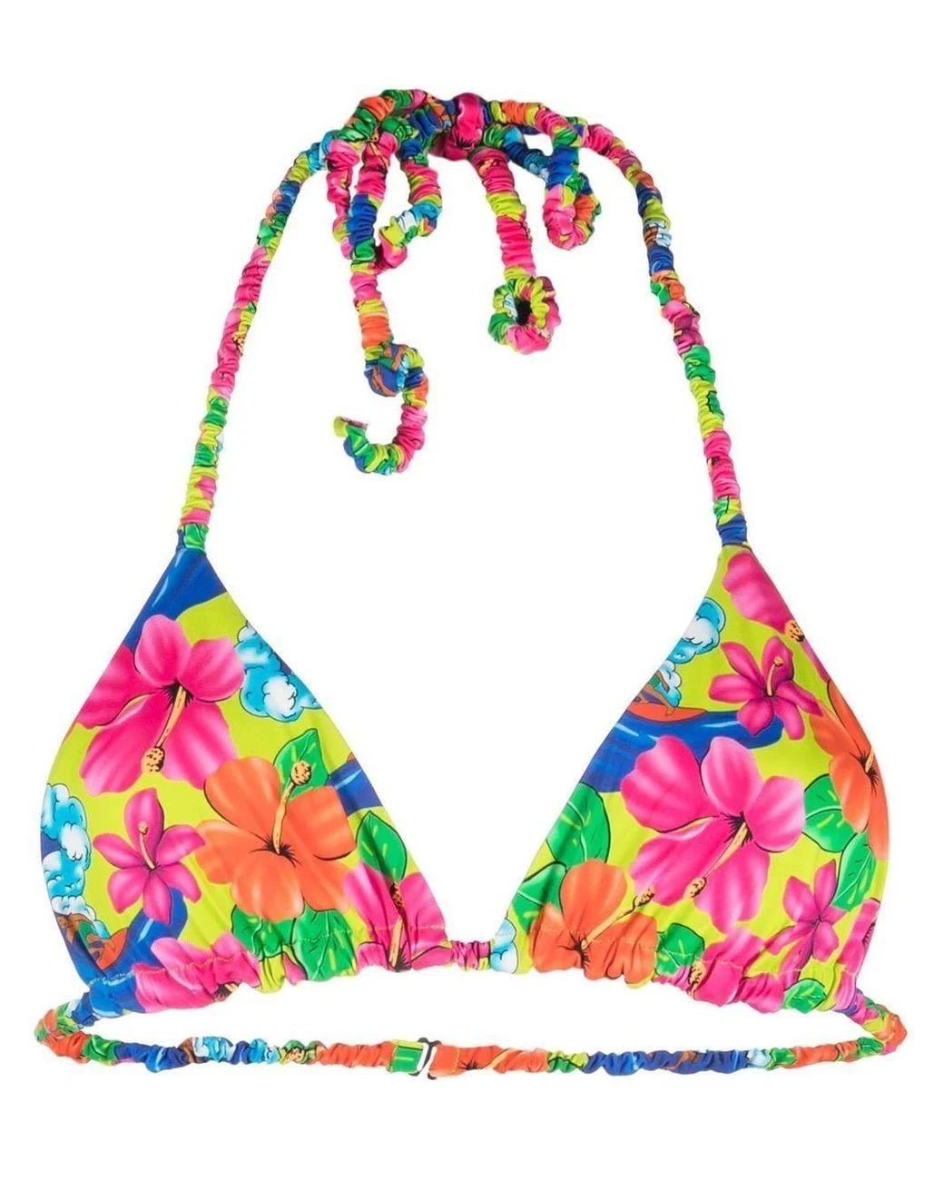 Shop Frankies Bikinis Tia Floral Triangle Bikini Top in Neon Surfer - Premium Bikini Top from Frankies Bikinis Online now at Spoiled Brat 