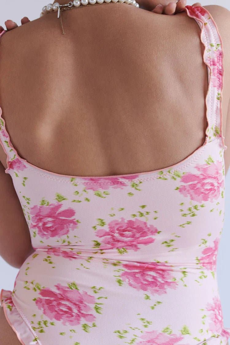 Frankies Bikinis x SYDNEY SWEENEY Lucia Ruffle One Piece Swimsuit by Frankies Bikinis – Swimsuit – Pink | Spoiled Brat UK