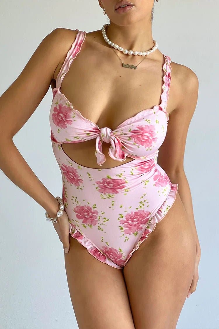 Frankies Bikinis x SYDNEY SWEENEY Lucia Ruffle One Piece Swimsuit by Frankies Bikinis – Swimsuit – Pink | Spoiled Brat UK